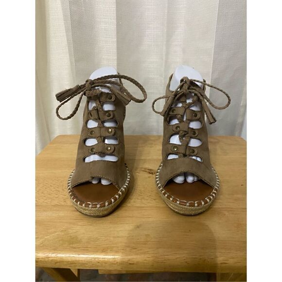 SO suede wedge lace up sandals size 10 - Picture 6 of 9